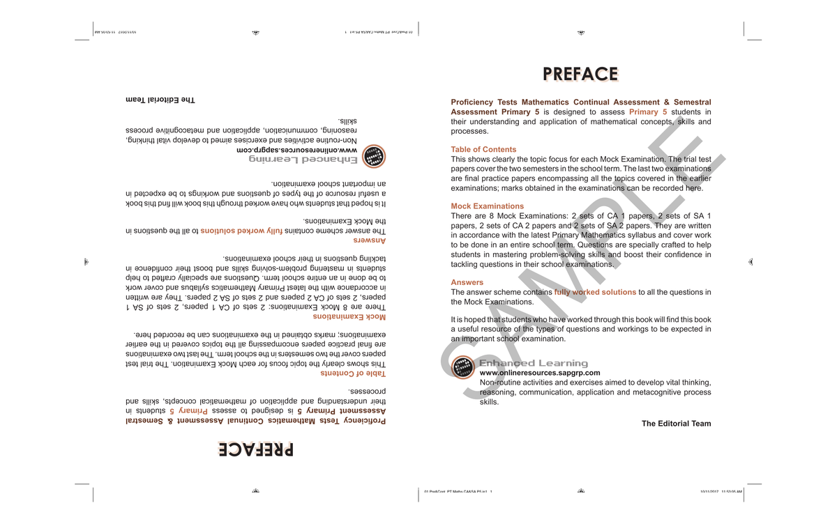 Proficiency Tests Continual Assessment & Semestral Assessment Mathematics 5 sample page