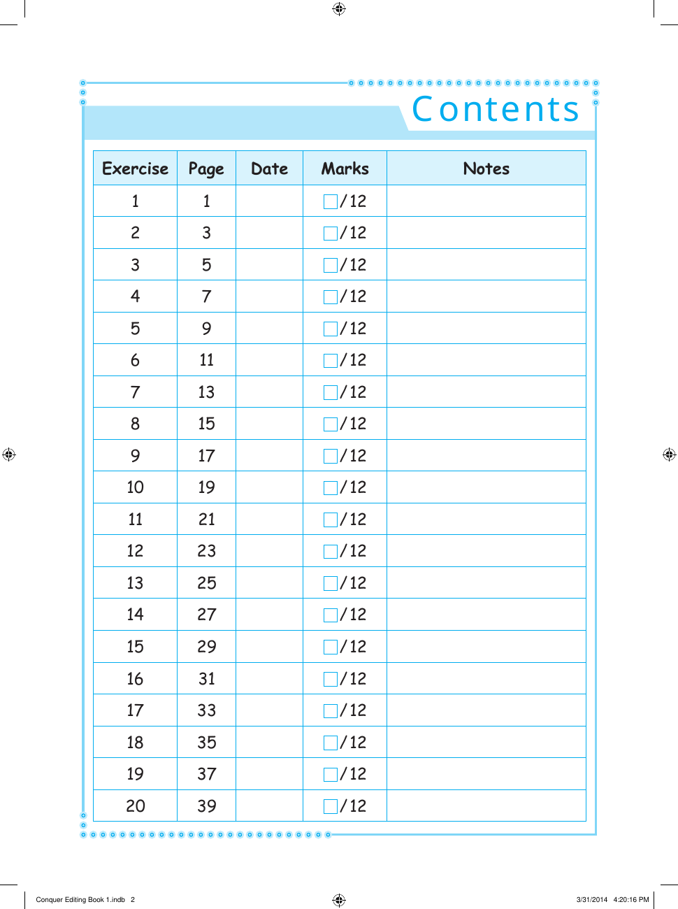 Conquer Editing Workbook 1 sample page