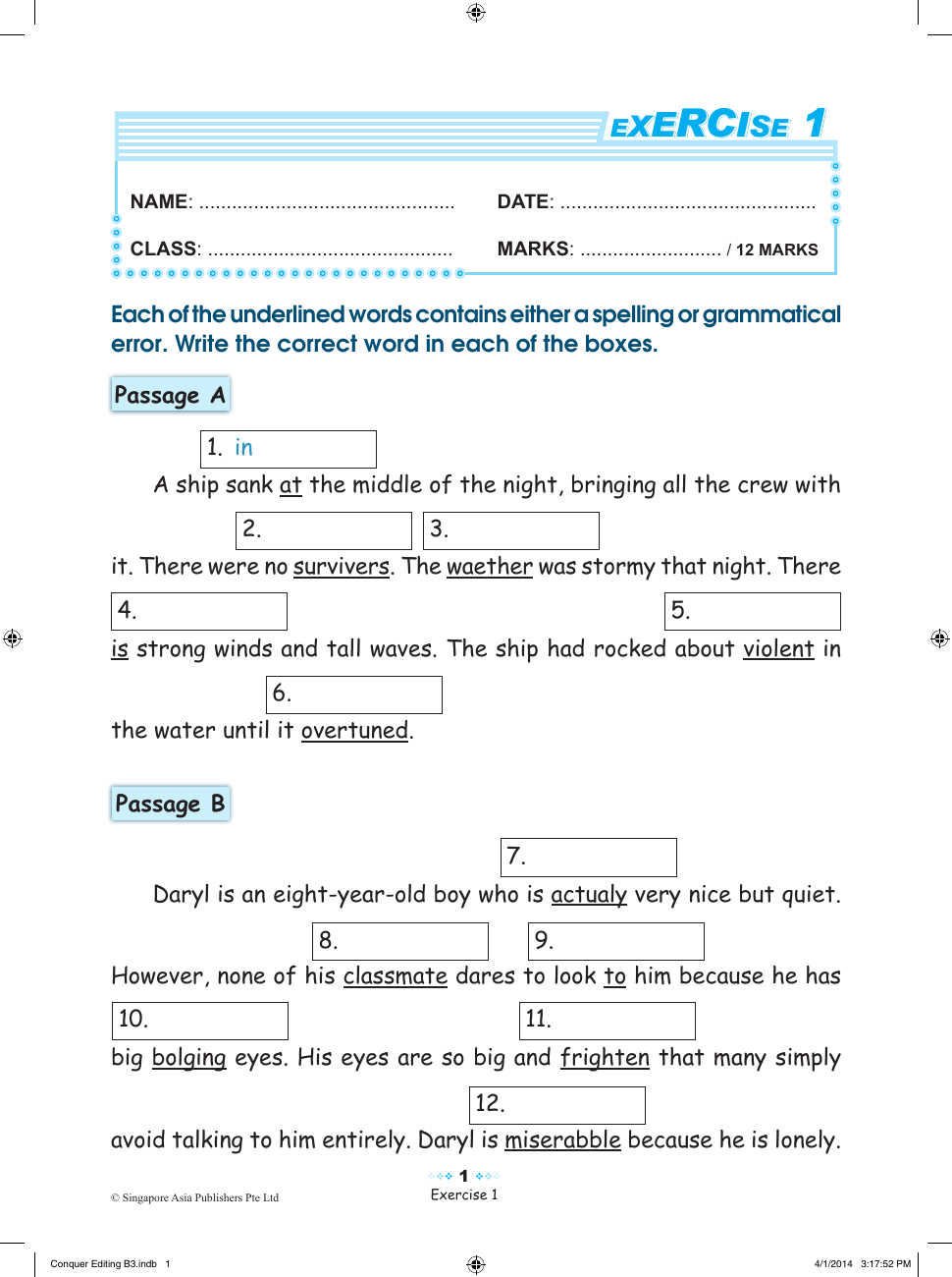 Conquer Editing Workbook 3 sample page