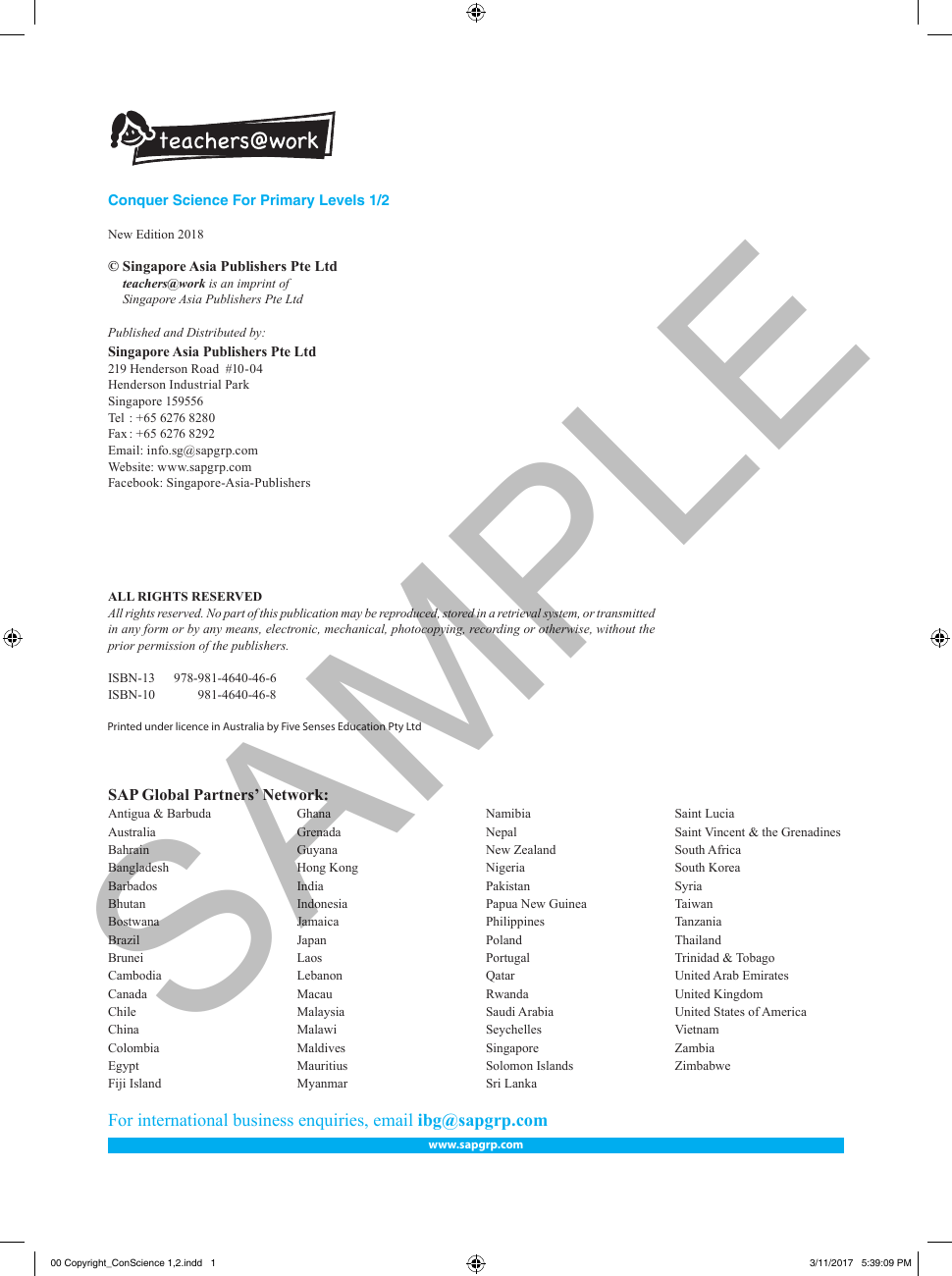 Conquer Science For Primary Levels 1/2 sample page