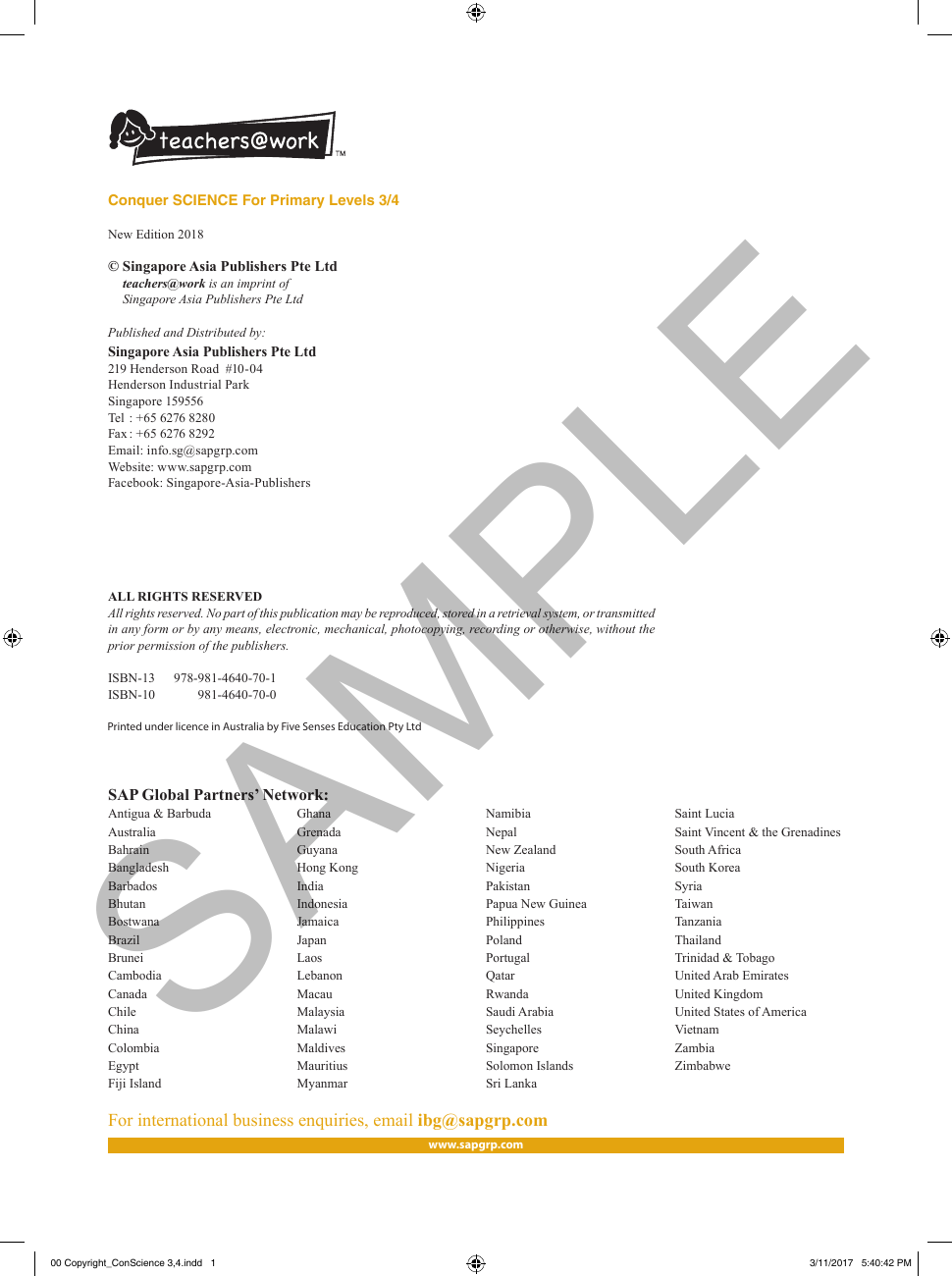 Conquer Science For Primary Levels 3/4 sample page