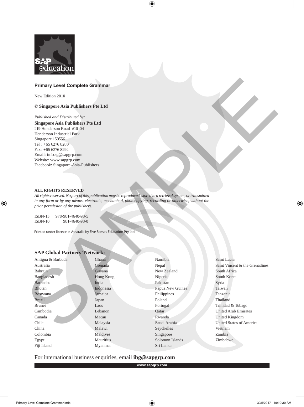 Primary Level Complete Grammar sample page