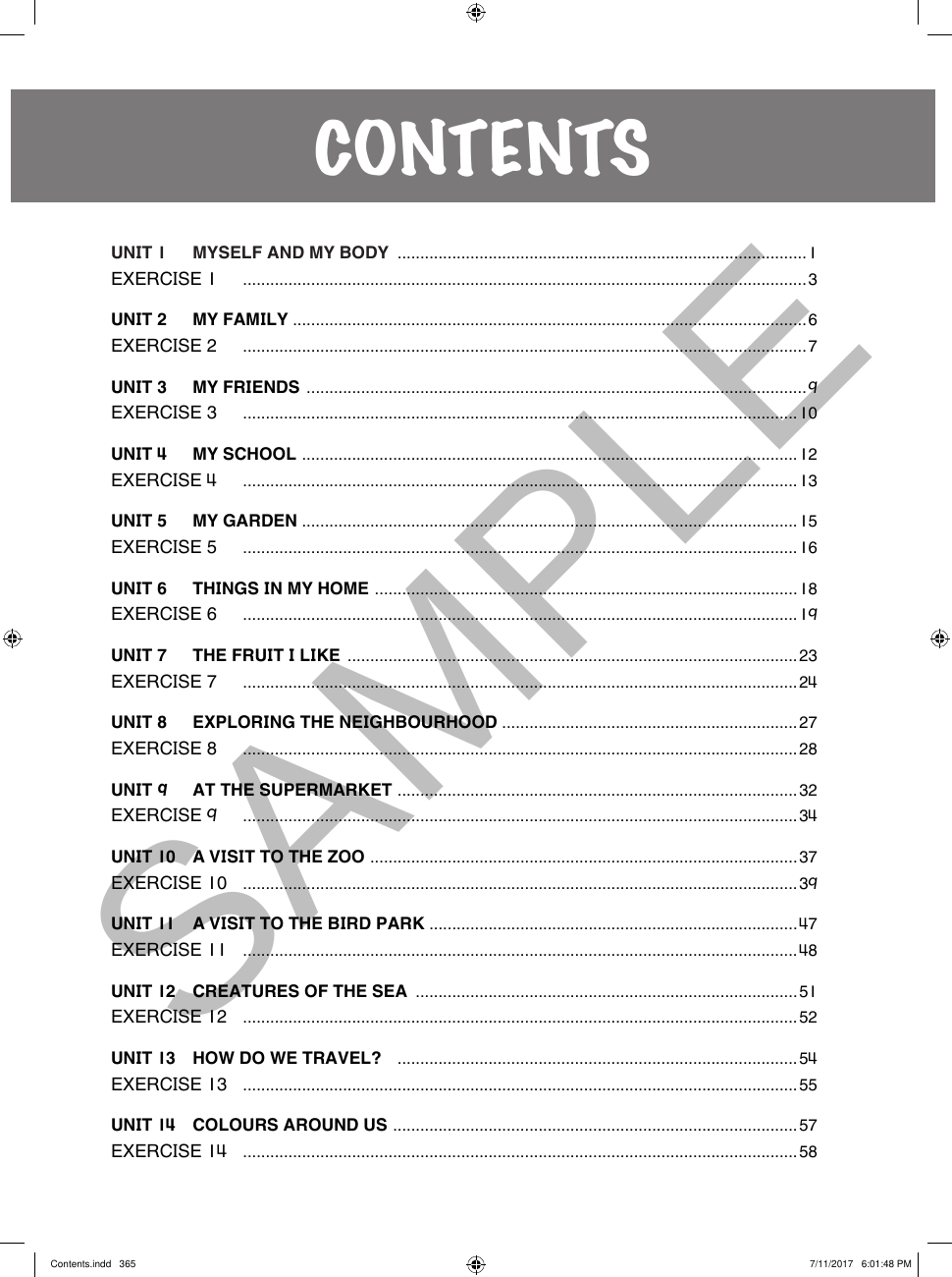 Primary Level Complete Vocabulary sample page