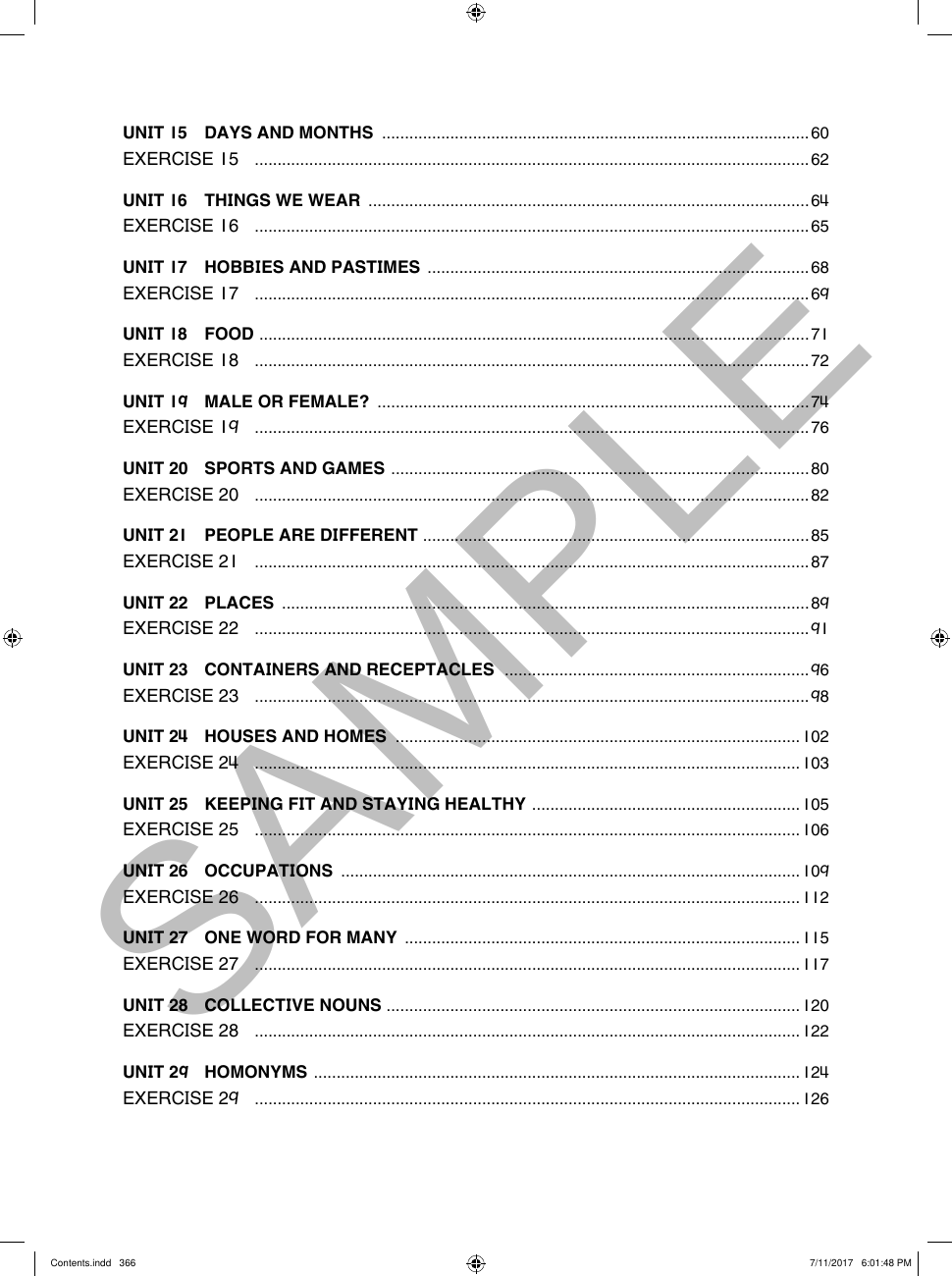 Primary Level Complete Vocabulary sample page