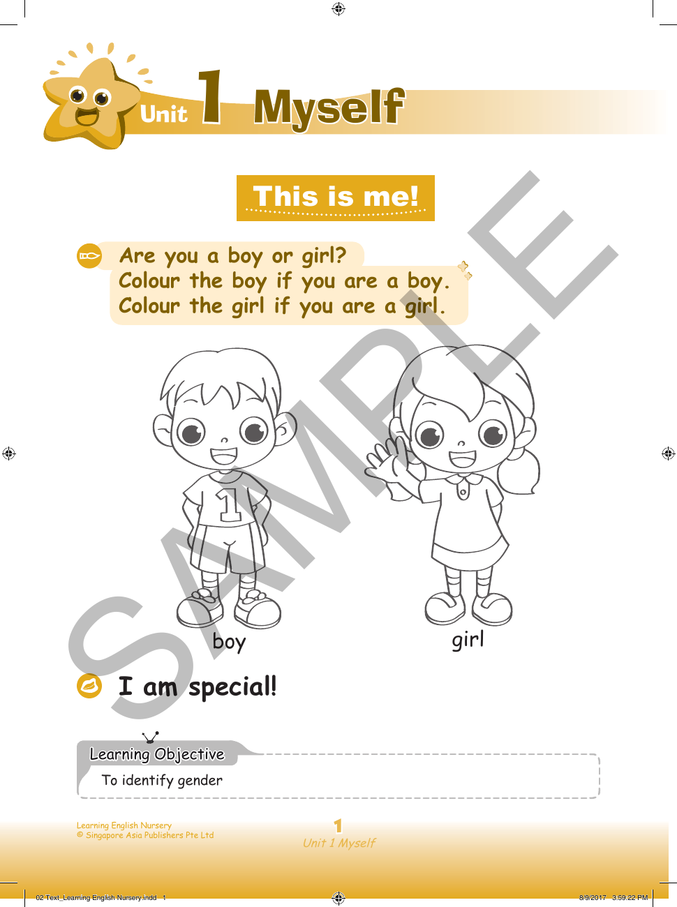 Learning English Nursery sample page