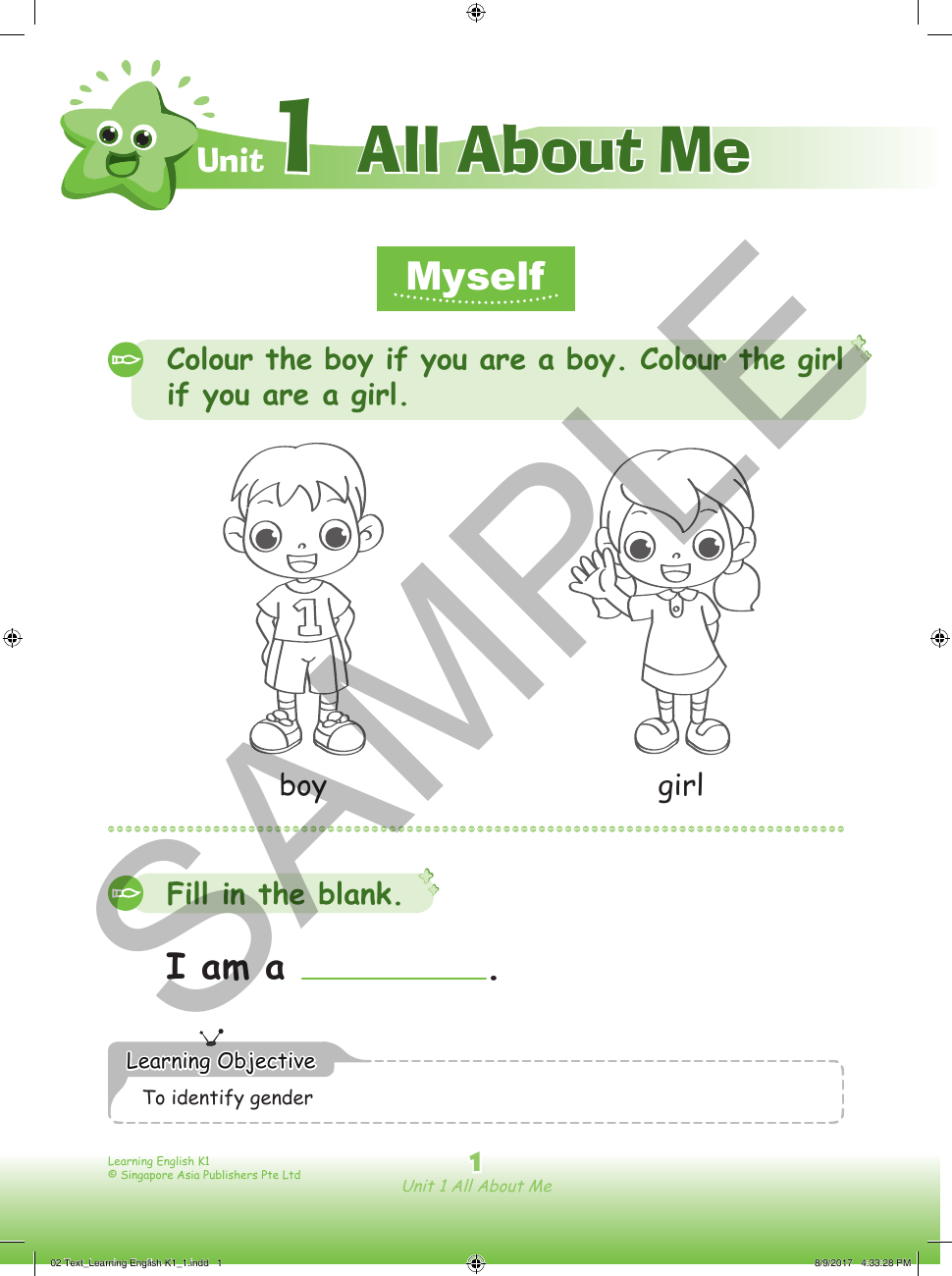 Learning English K1 sample page