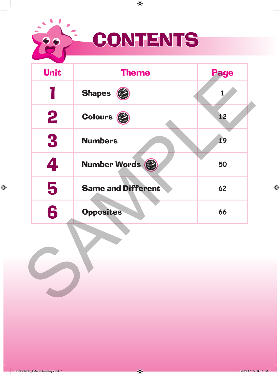 Learning Maths Nursery sample page