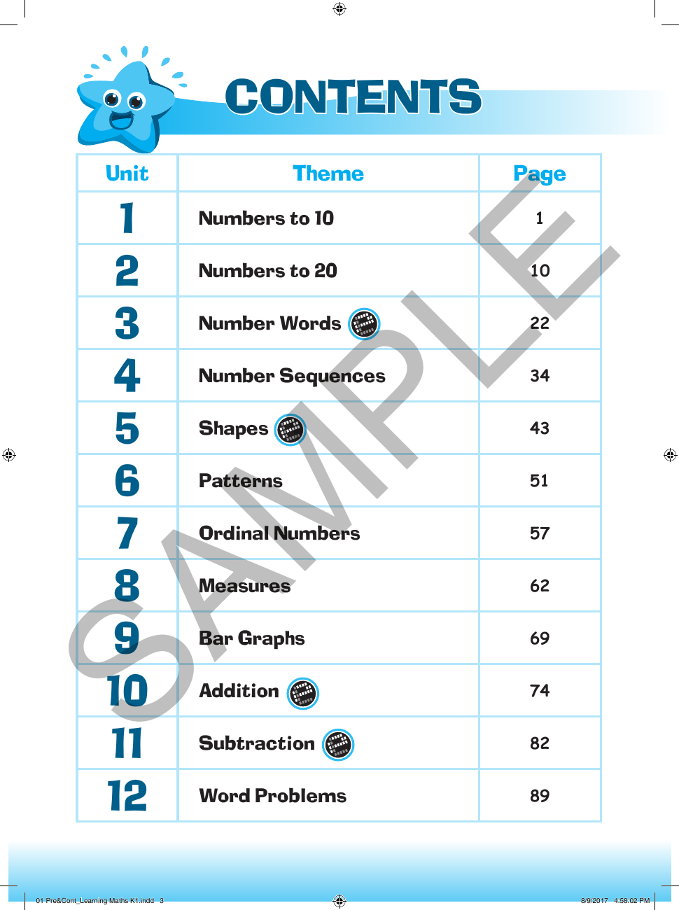 Learning Maths K1 sample page