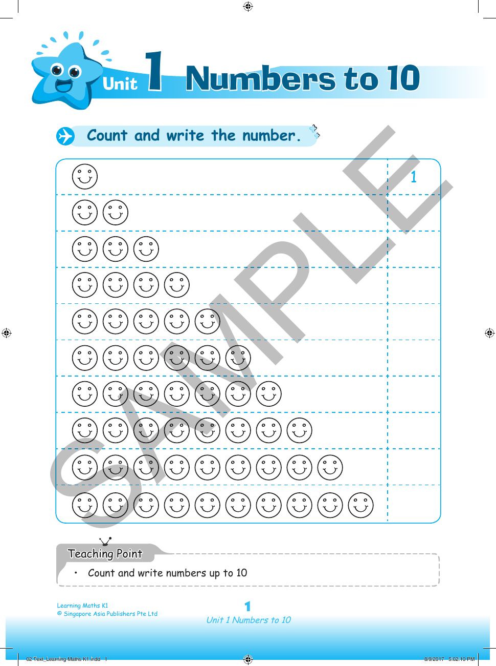 Learning Maths K1 sample page
