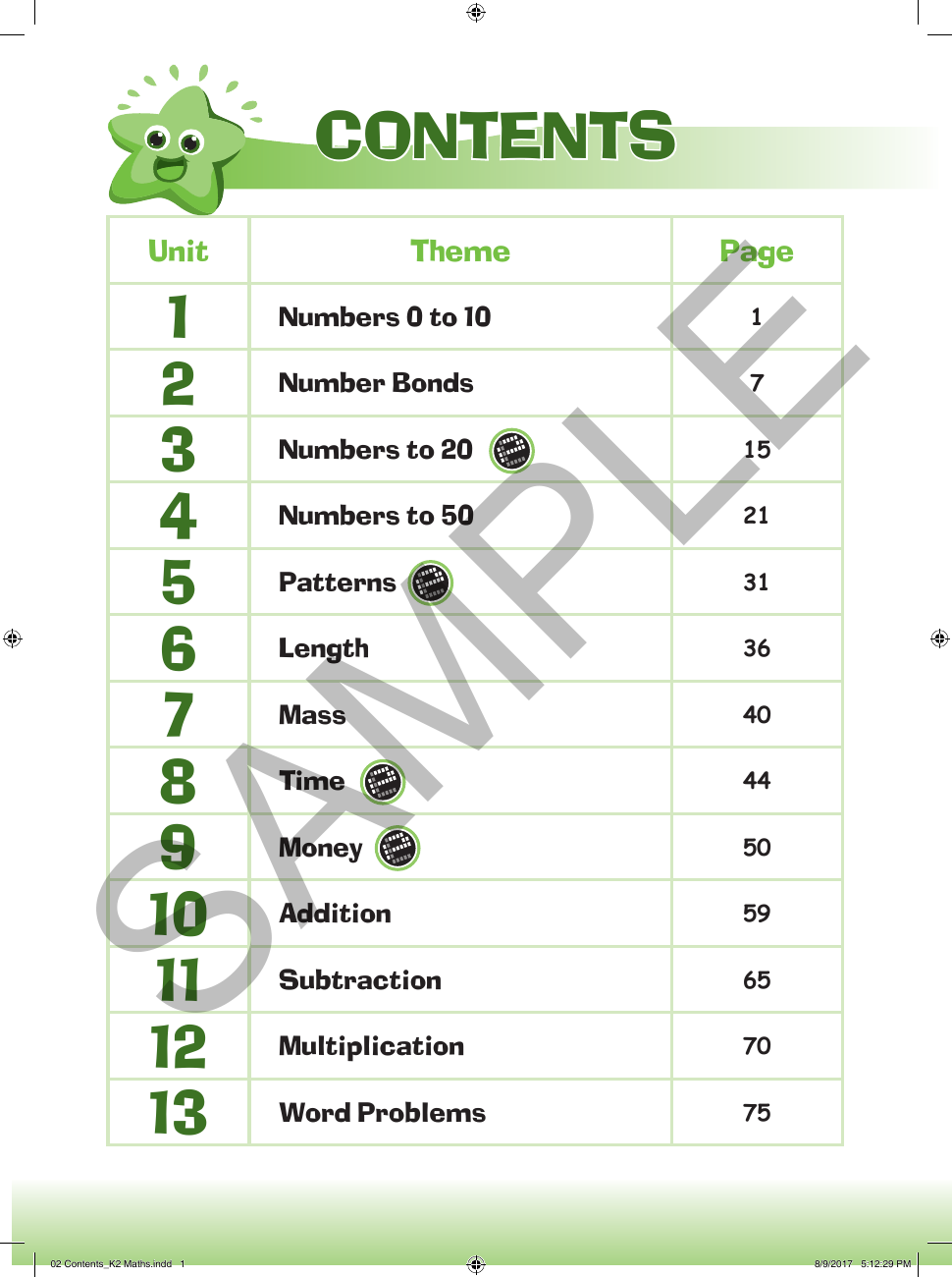 Learning Maths K2 sample page