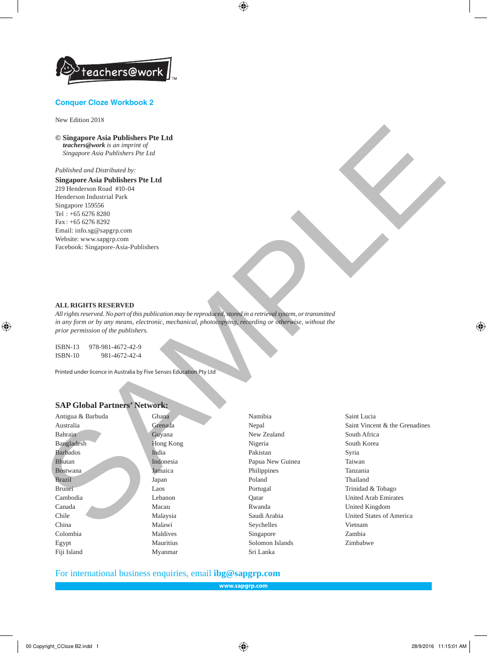 Conquer Cloze Workbook 2 sample page