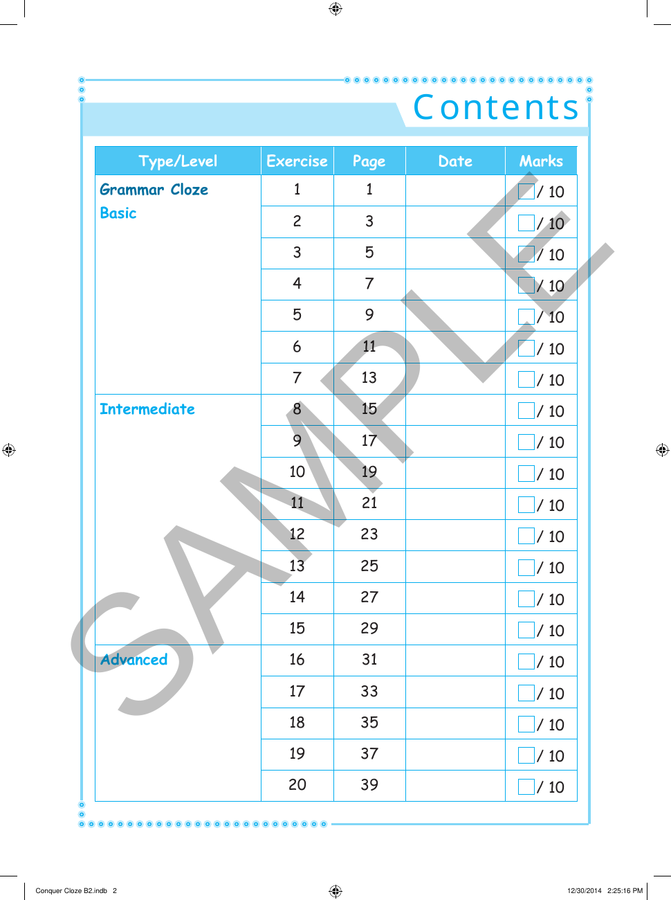 Conquer Cloze Workbook 2 sample page