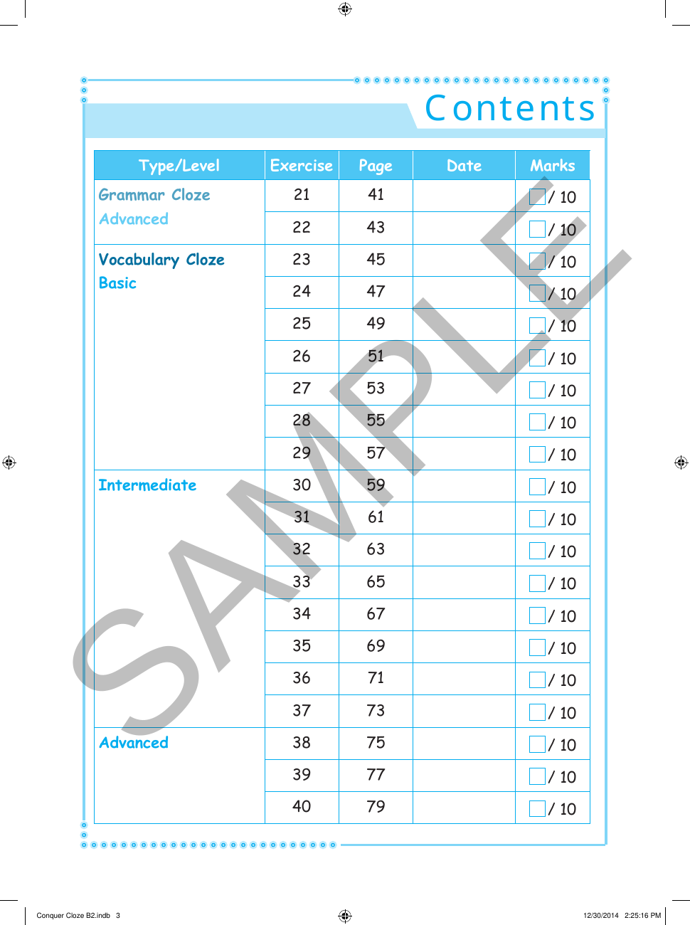 Conquer Cloze Workbook 2 sample page
