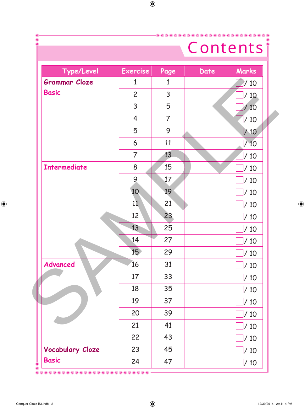 Conquer Cloze Workbook 3 sample page