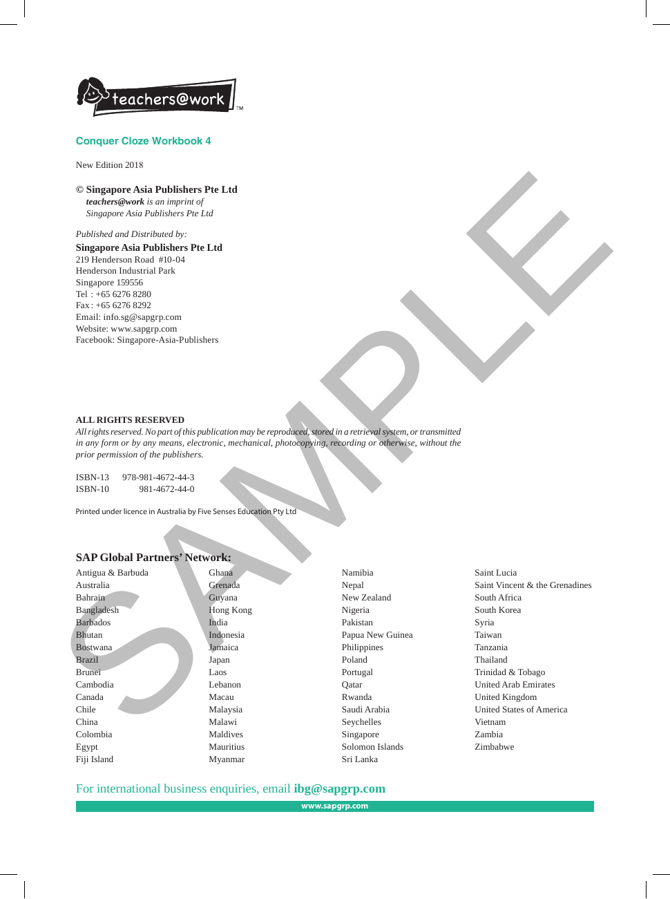Conquer Cloze Workbook 4 sample page