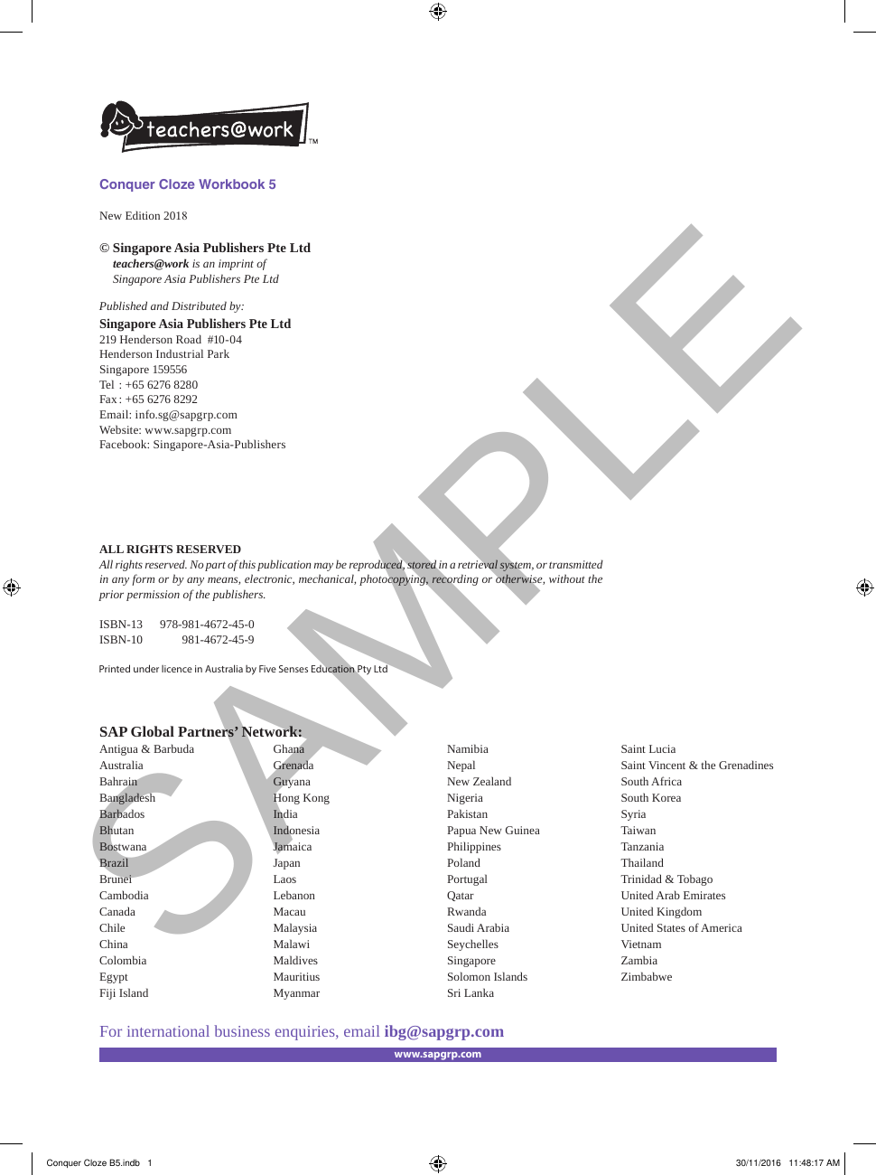 Conquer Cloze Workbook 5 sample page
