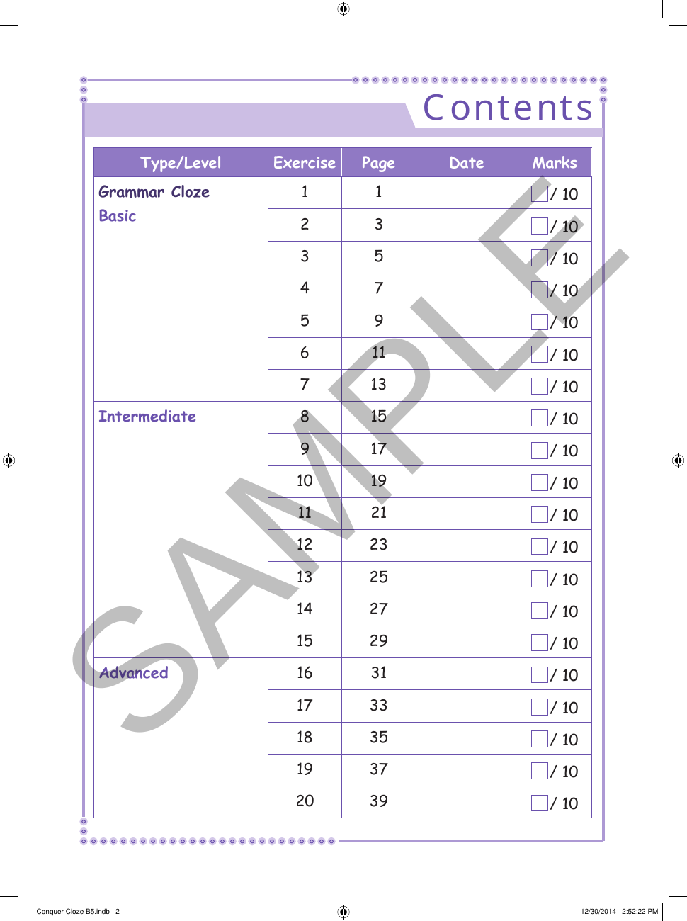 Conquer Cloze Workbook 5 sample page