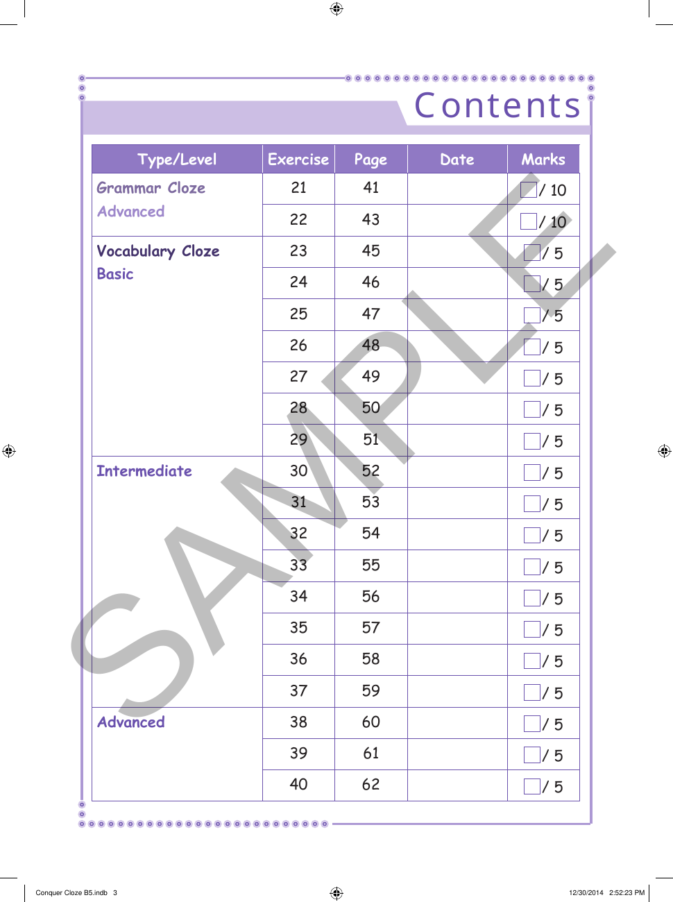 Conquer Cloze Workbook 5 sample page