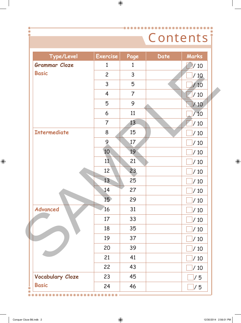Conquer Cloze Workbook 6 sample page