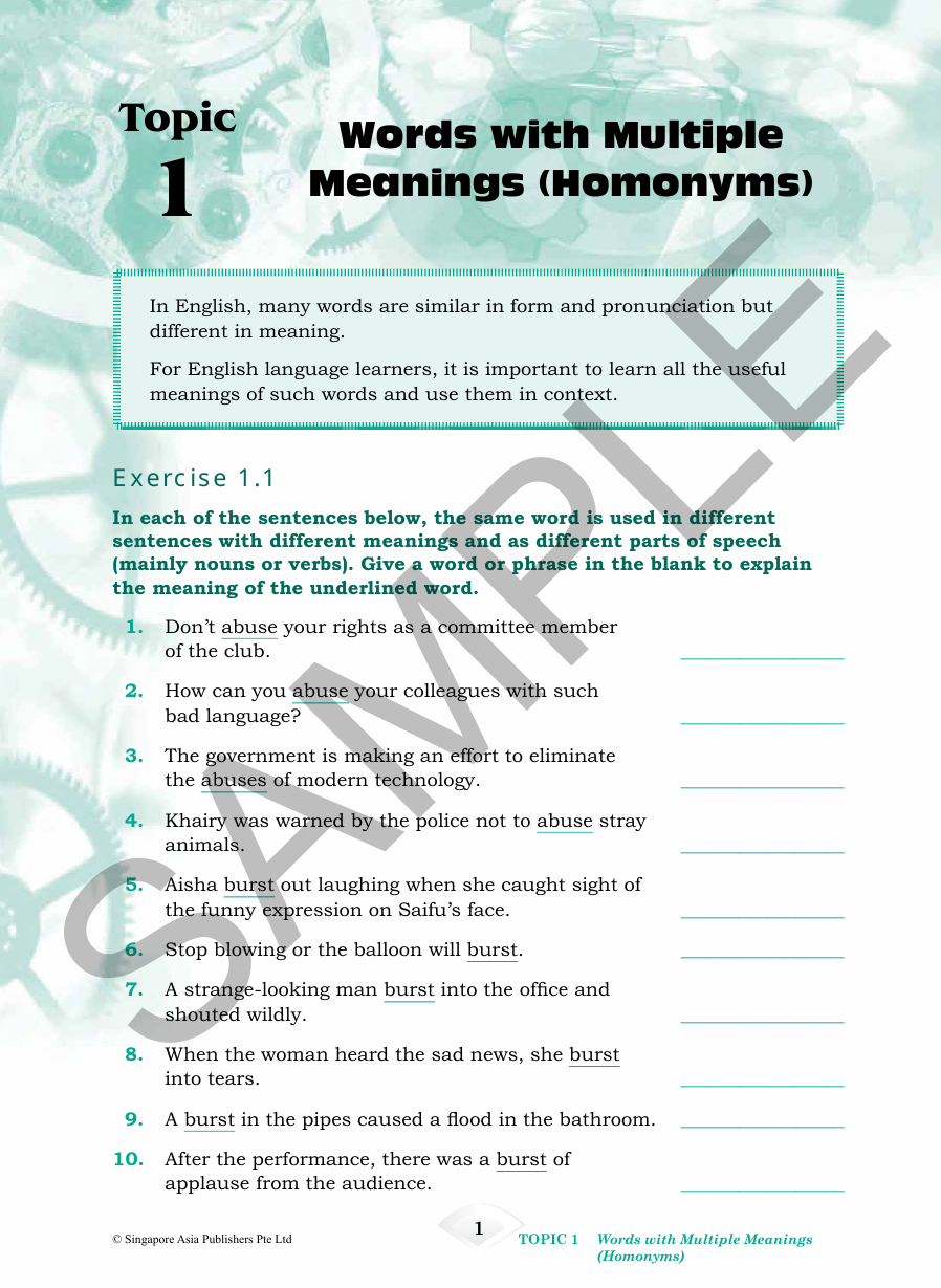 Strengthen English Vocabulary for Secondary Levels sample page