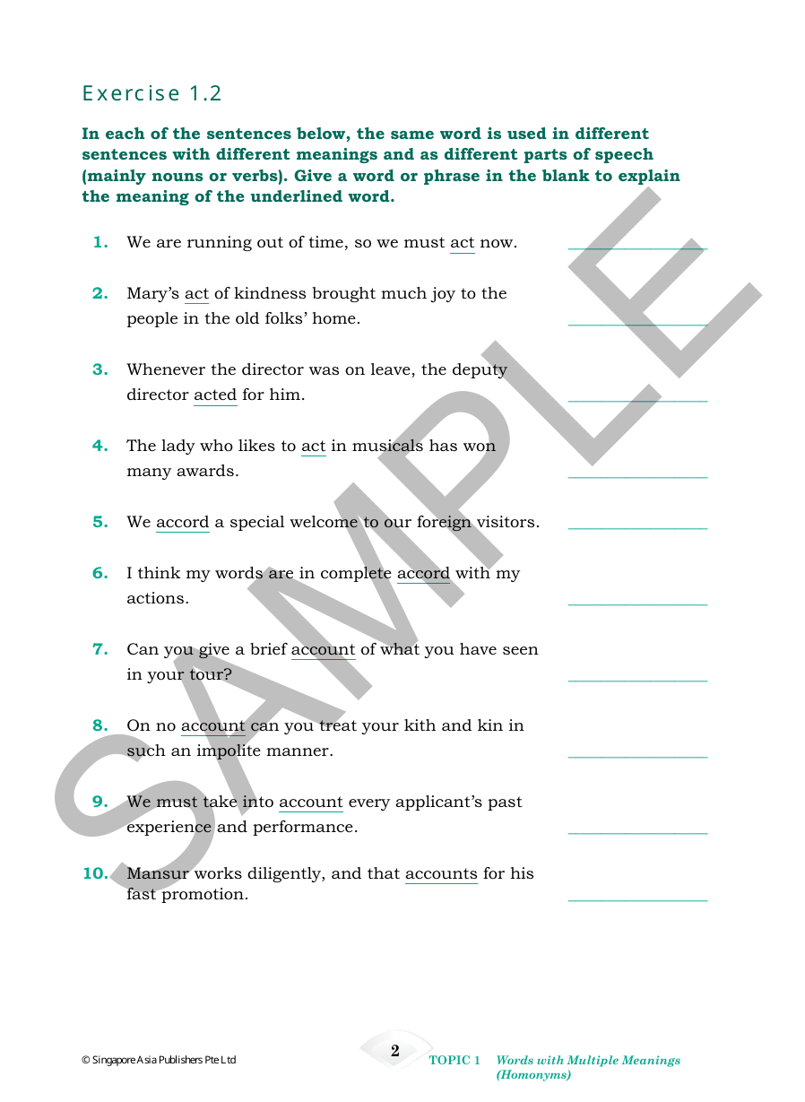 Strengthen English Vocabulary for Secondary Levels sample page