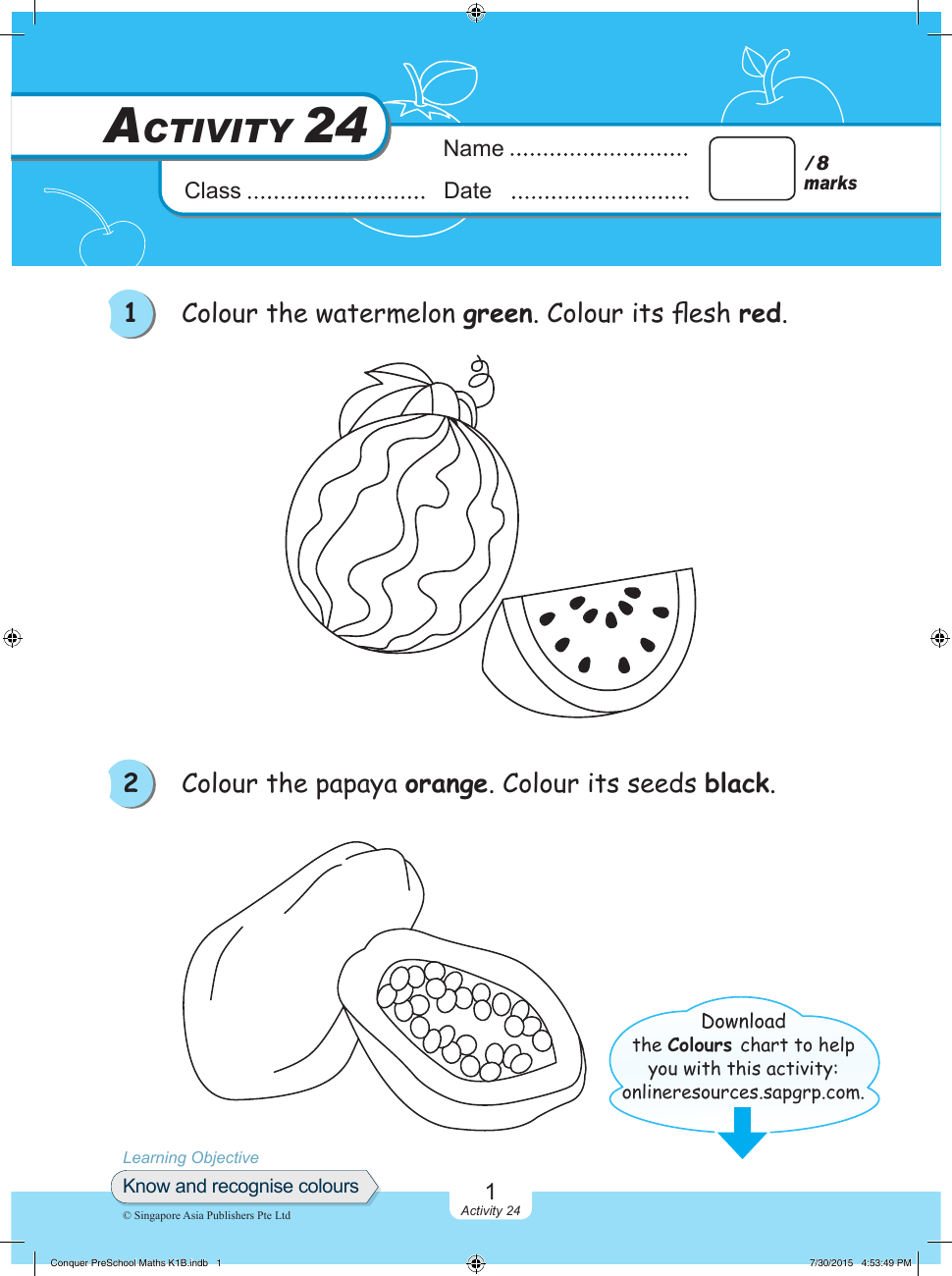 Conquer Pre-School Mathematics K1B sample page
