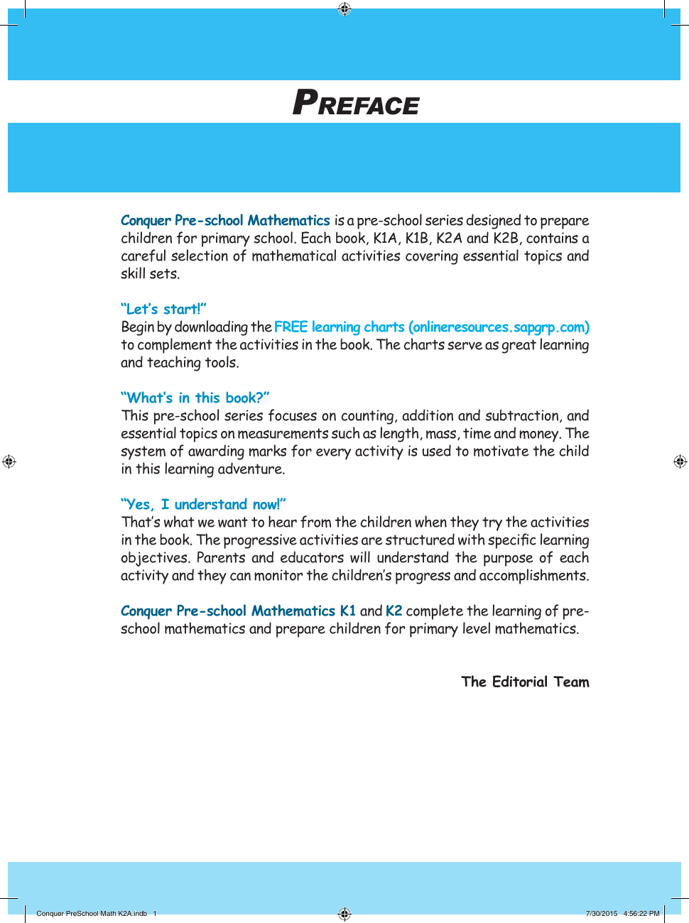 Conquer Pre-School Mathematics K2A sample page