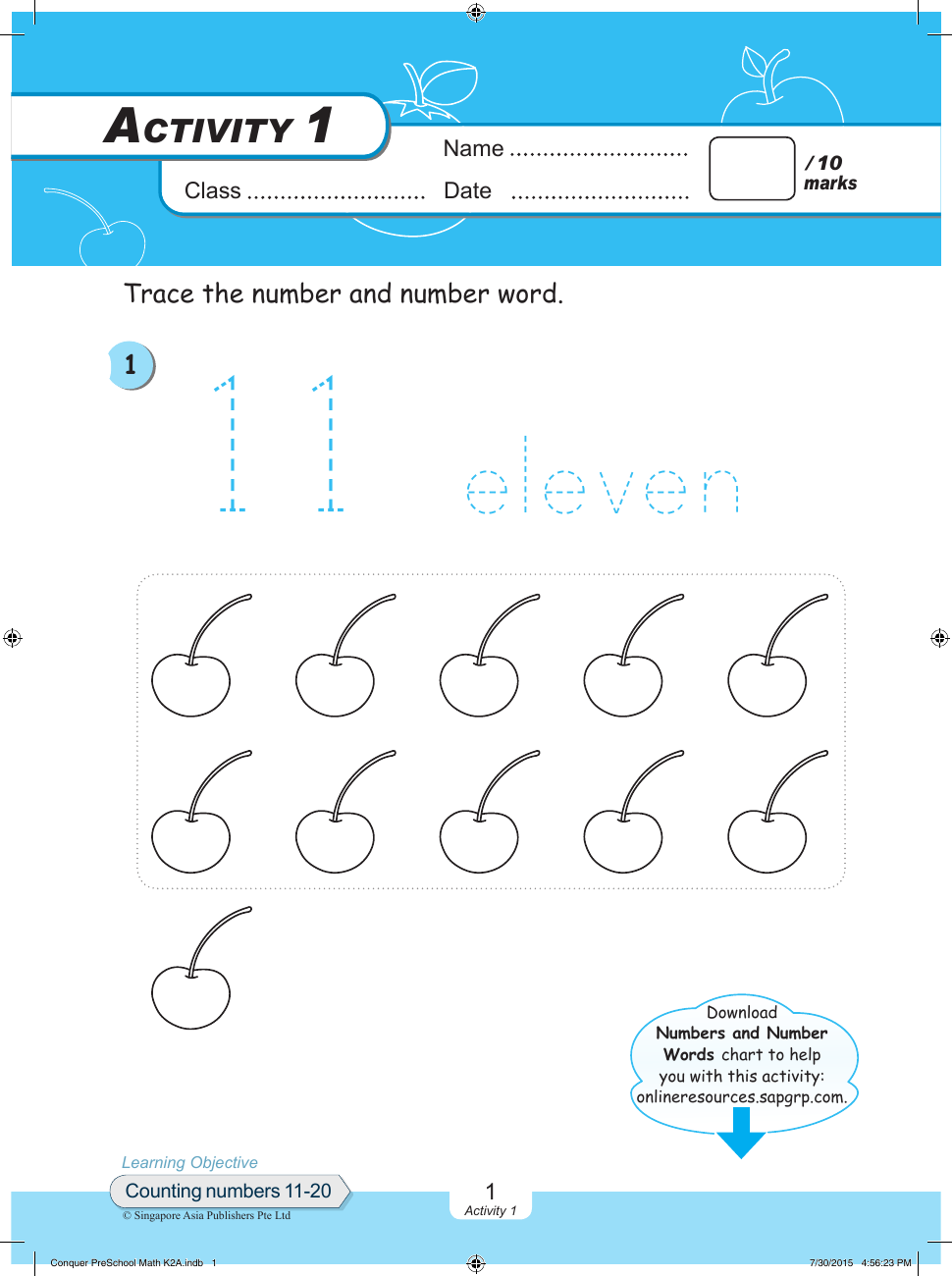 Conquer Pre-School Mathematics K2A sample page