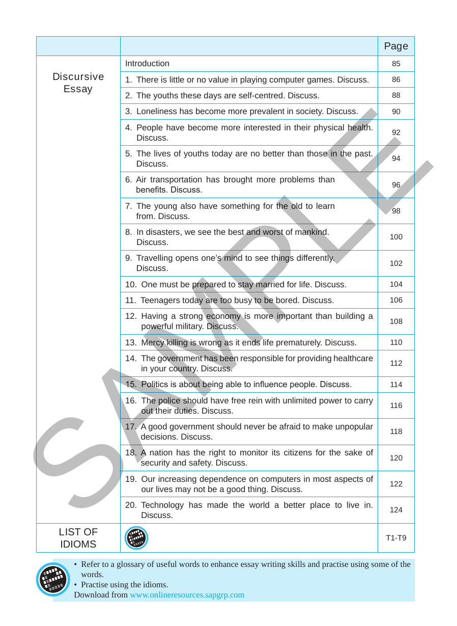 Notes+ Excel in Expository, Argumentative & Discursive Essays for Upper Secondary Levels sample page