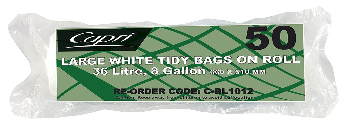 Capri Bin Liners 580 x 660mm - White (Roll of 50)