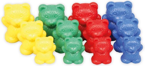 Three Bear Family Counters (4 Colours) - Bear Family (Box of 96)