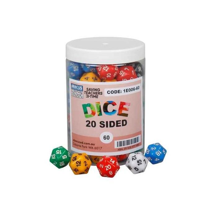 20-Sided Dice (Number) - 20mm (Jar of 60)