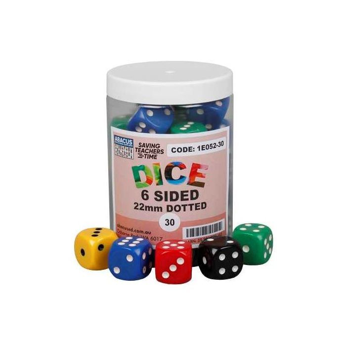 6-Sided Dice (Dotted) - 22mm (Jar of 30)