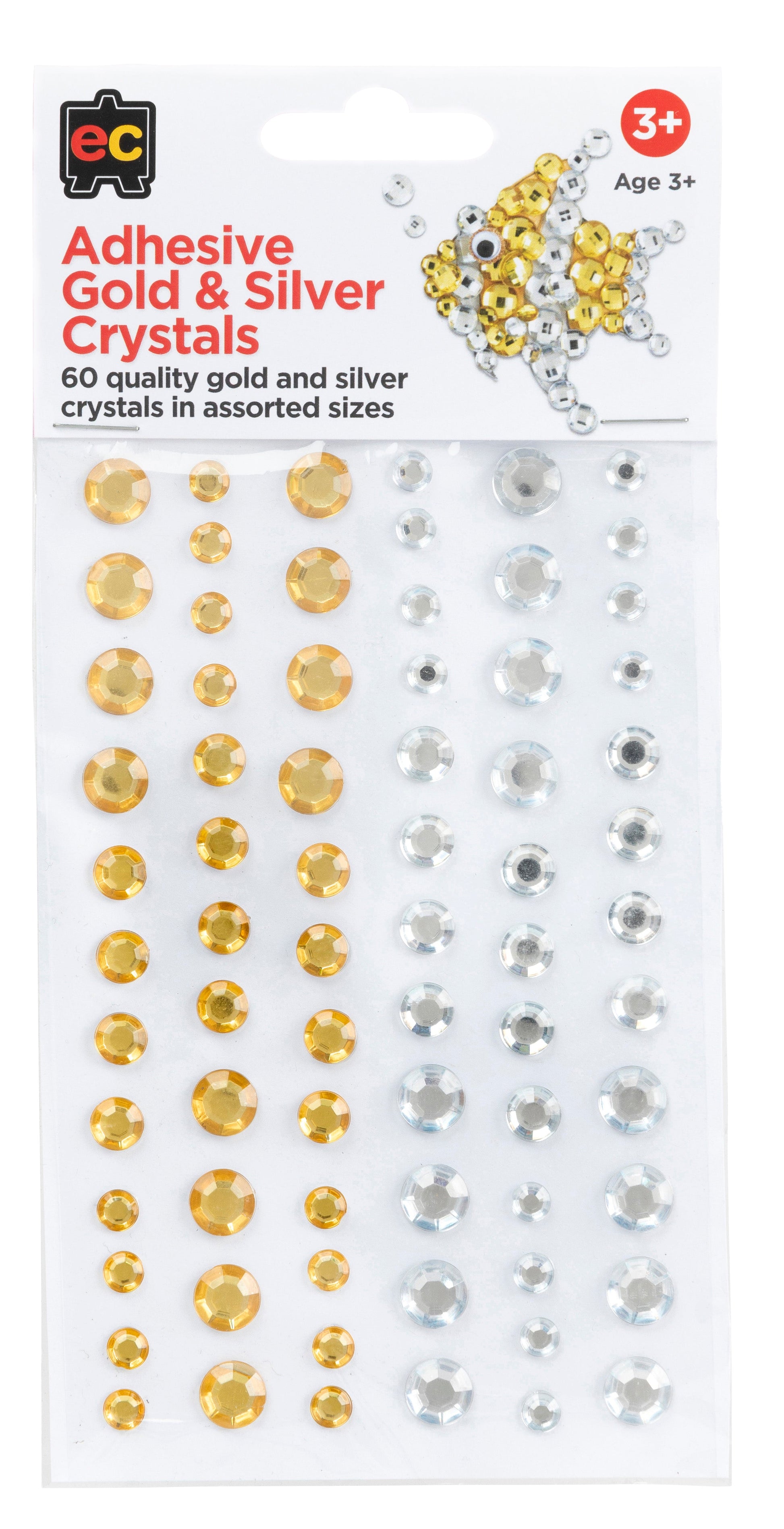 Adhesive Gold and Silver Crystal - Set of 60