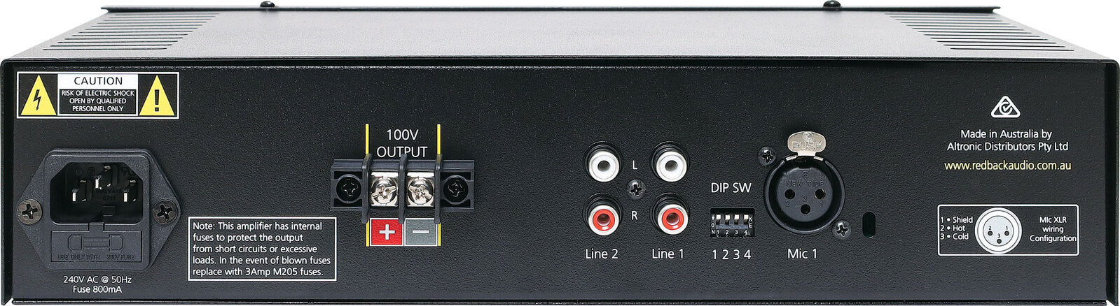 Redback 30W 2 Input 100V Public Address (PA) Amplifier