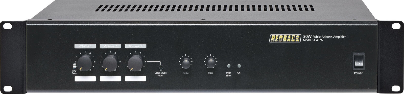 Redback 30W 3 Input 100V Public Address (PA) Amplifier Rack Mount