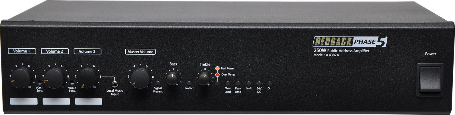 Redback Public Address Amplifier (PA) 250W 4 Input