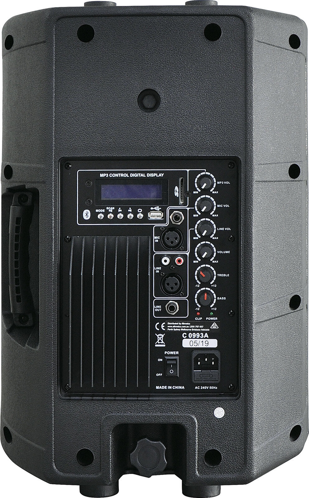 Redback 254mm 10" 2 Way Powered PA Speaker MP3/BT/FM/USB