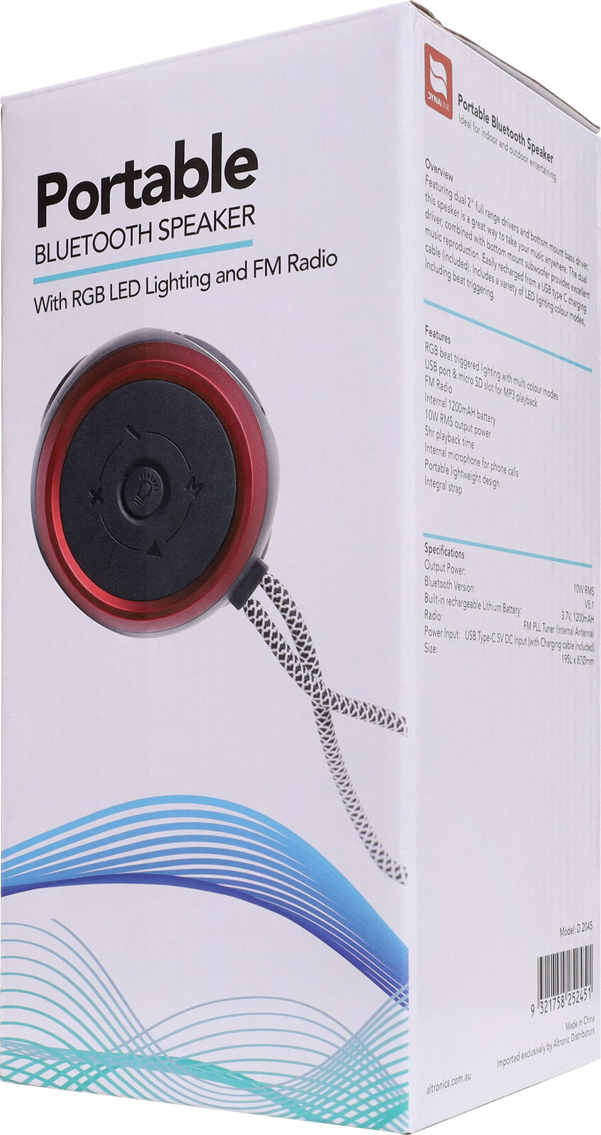 Dynalink 10W RGB LED Portable Bluetooth Speaker