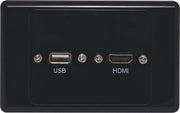 Dynalink HDMI USB A Black Wallplate with Flyleads