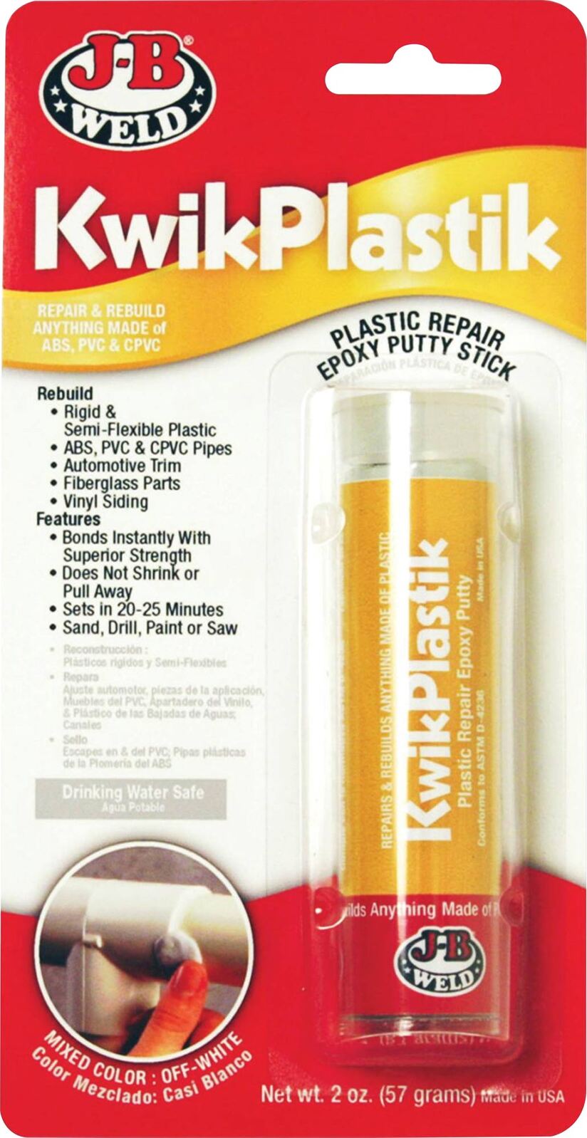JB KwikPlastik High Strength Plastic Epoxy Adhesive