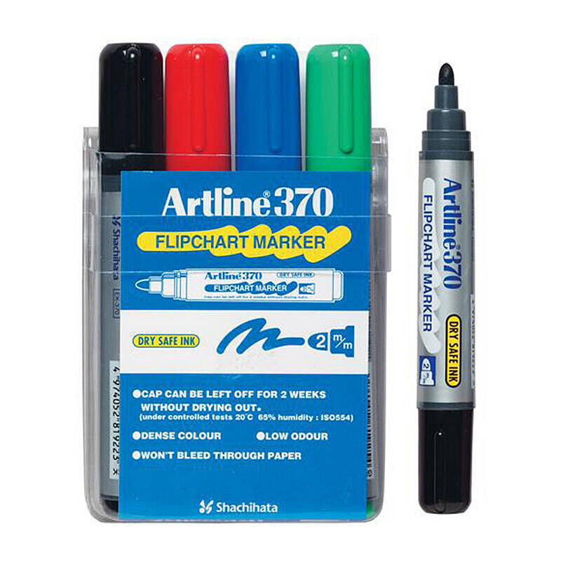 Artline 370 Flipchart Marker 2mm Bullet Assorted Wlt4