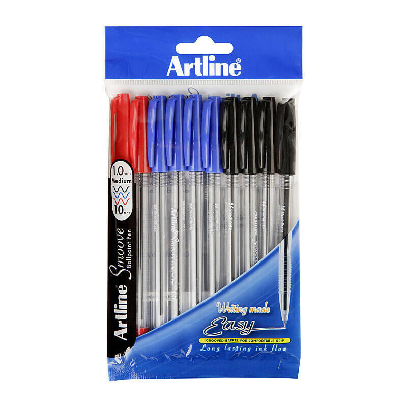 Artline Smoove Ballpoint Stick Medium Assorted - Pack of 10