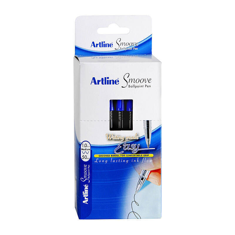 Artline Smoove Ballpoint Stick Medium Blue Box of 50