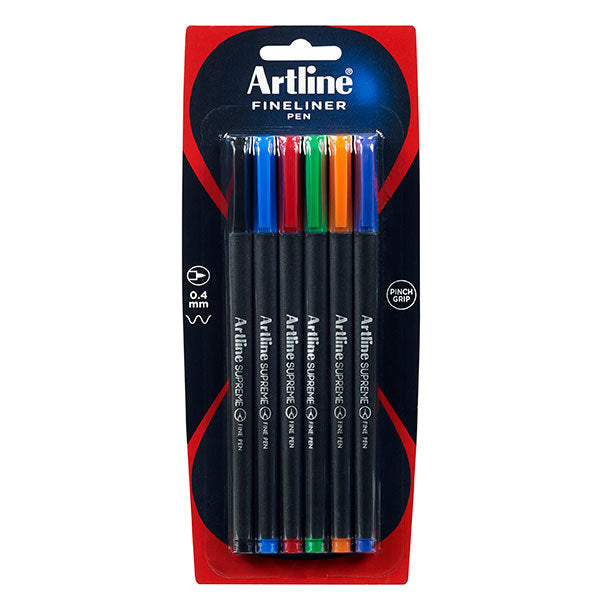 Artline Supreme Pen - 0.4mm Fineline: Assorted (Pack of 6)