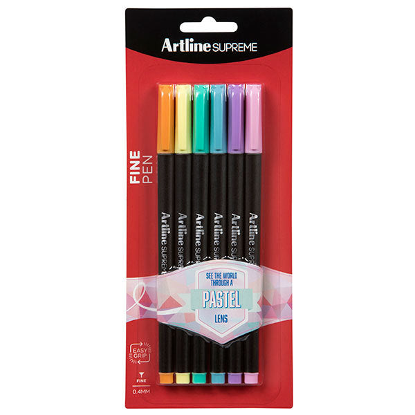 Artline Supreme Pen - 0.4mm Fineline: Pastel (Pack of 6)