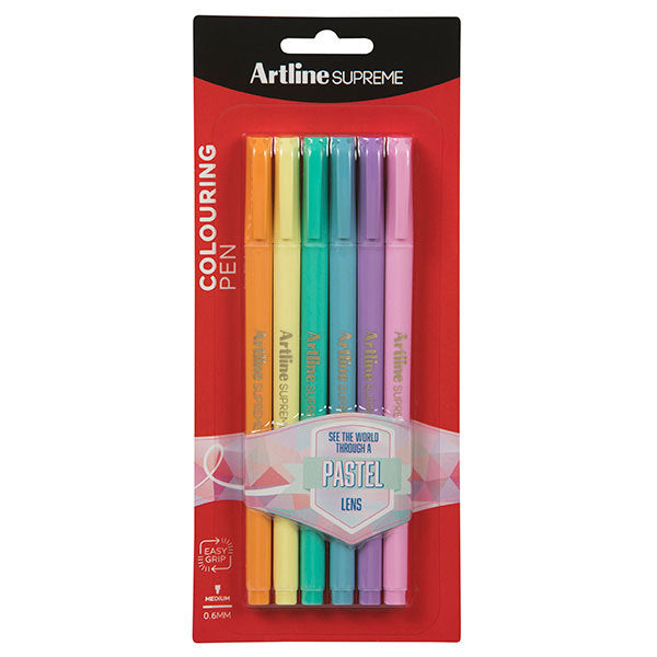 Artline Supreme Pen - 0.6mm Fineline: Pastel (Pack of 6)