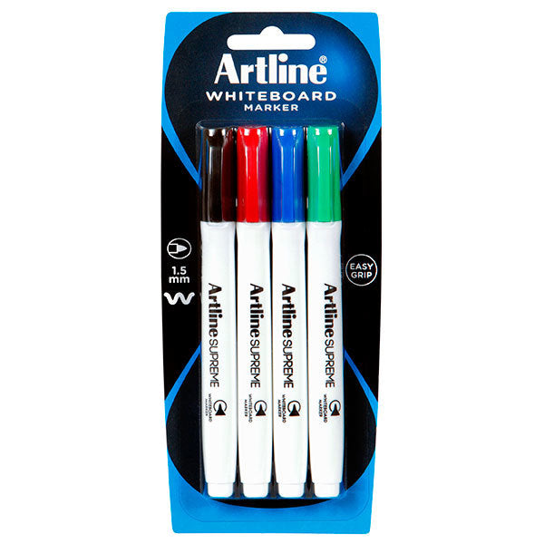 Artline Supreme Whiteboard Markers - Assorted (Pack of 4)