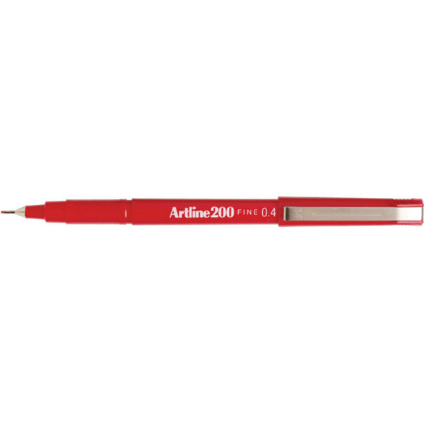 Artline Pen 200 - 0.4mm Fineline: Red (Box of 12)