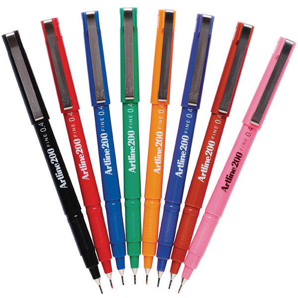 Artline Pen 200 - 0.4mm Fineline: Assorted (Box of 12)